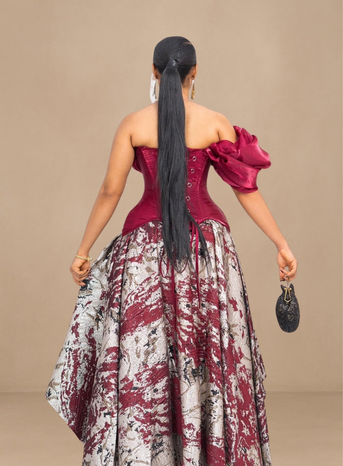 Ruched Corset Damask Set