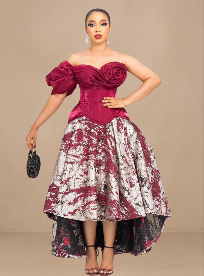 Ruched Corset Damask Set