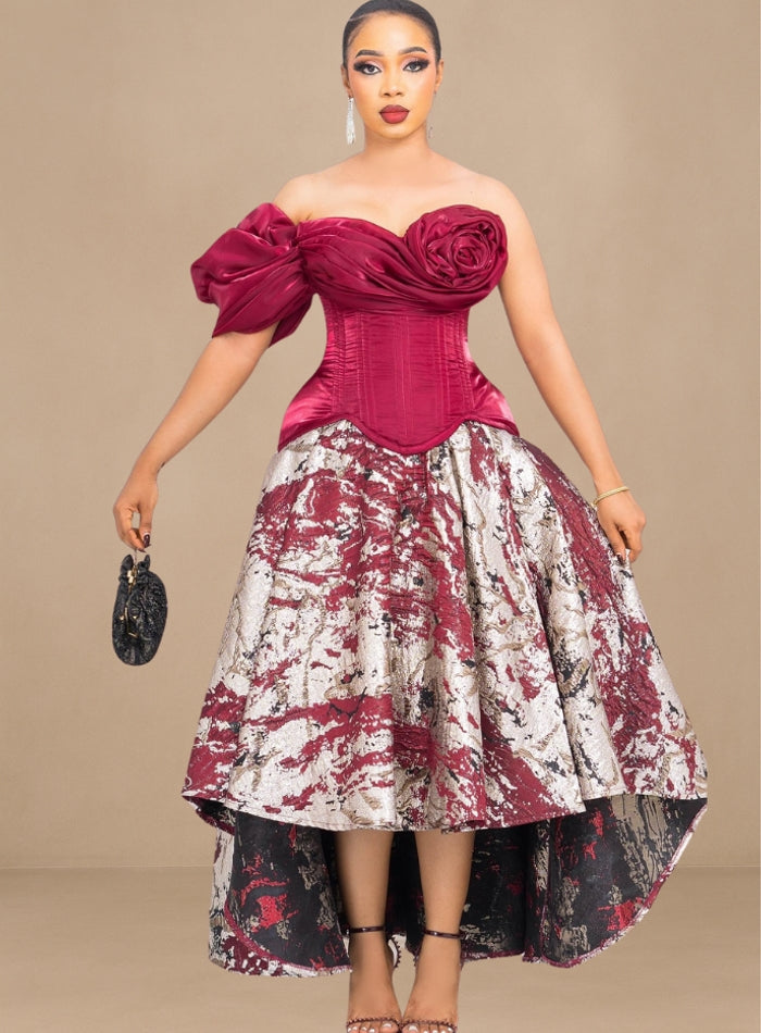 Ruched Corset Damask Set