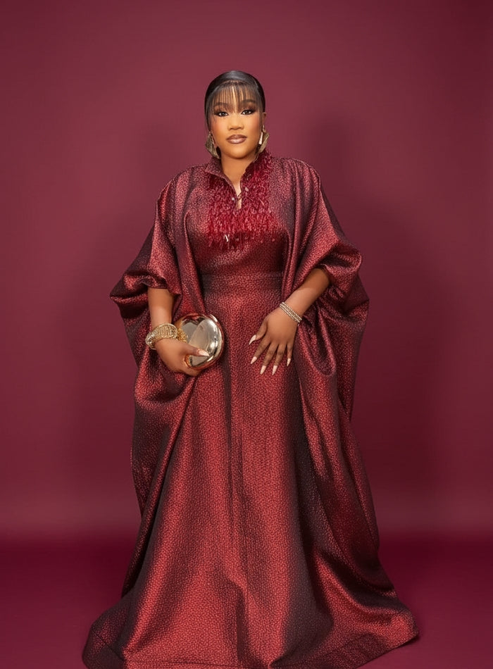 Bambi Beaded Boubou in Wine
