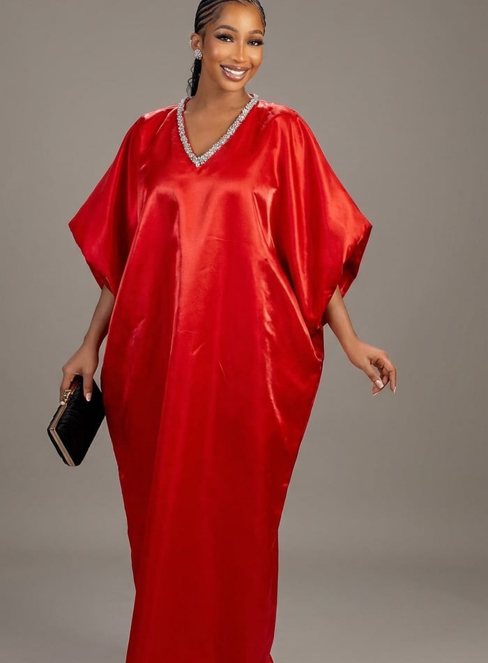 Crimson Glamour Kaftan Gown
