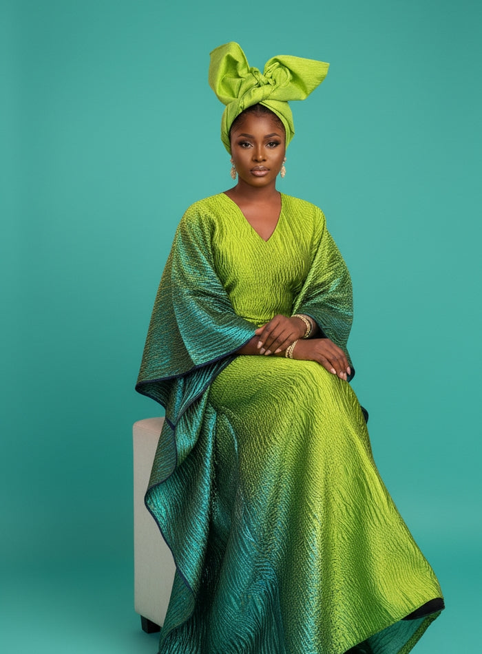 Lime Brocade Bubu Dress
