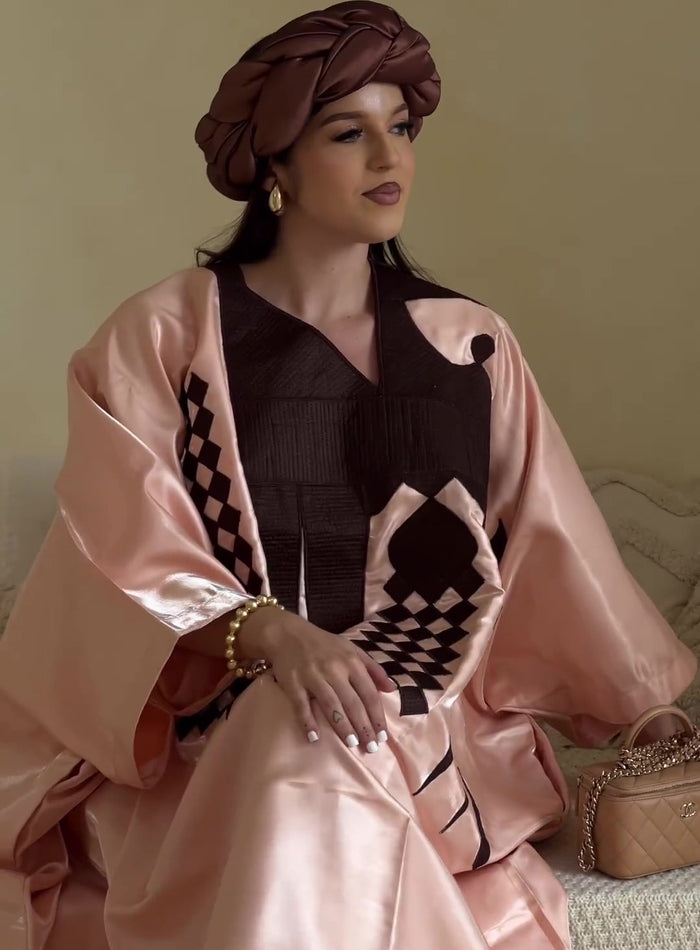 ABIKE BUBU DRESS + Turban (Brown)