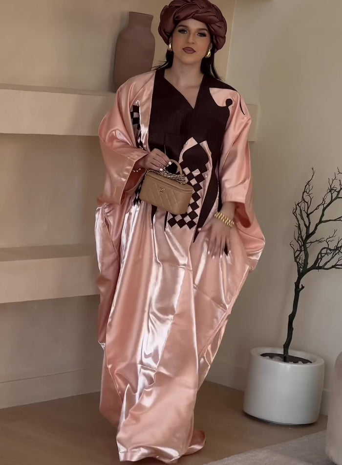 ABIKE BUBU DRESS + Turban (Brown)