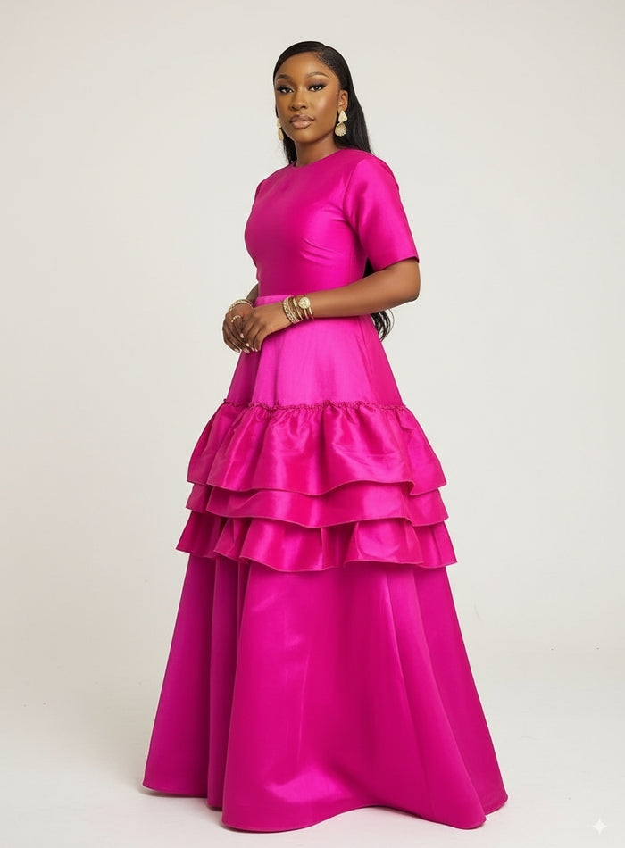 Big Auntie Amara Classy Dress in Pink