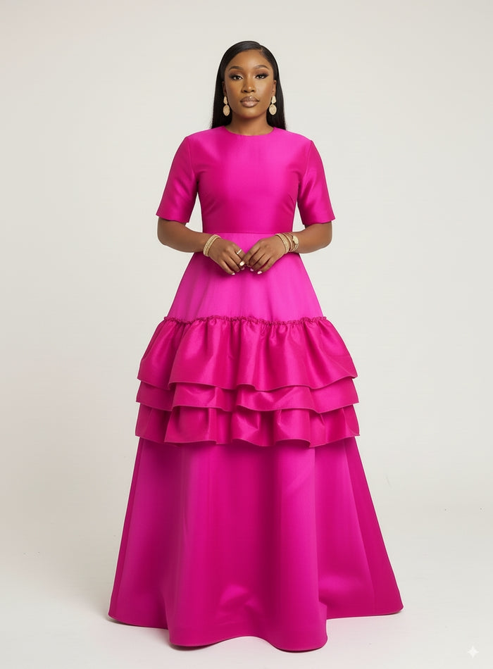 Big Auntie Amara Classy Dress in Pink