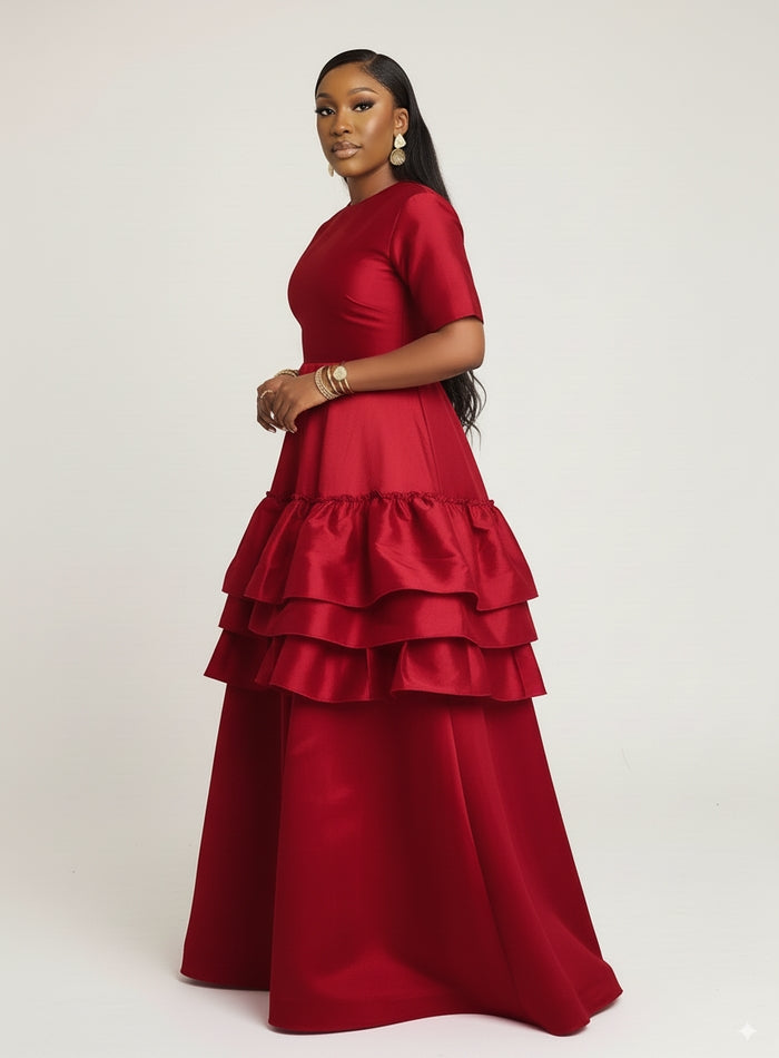 Big Auntie Amara Classy Dress in Red