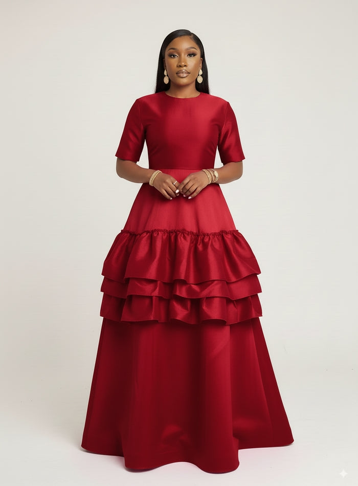 Big Auntie Amara Classy Dress in Red