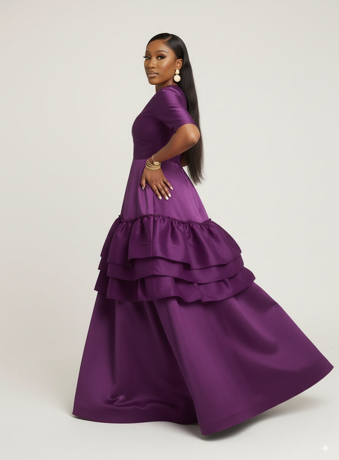 Big Auntie Amara Classy Dress in Purple