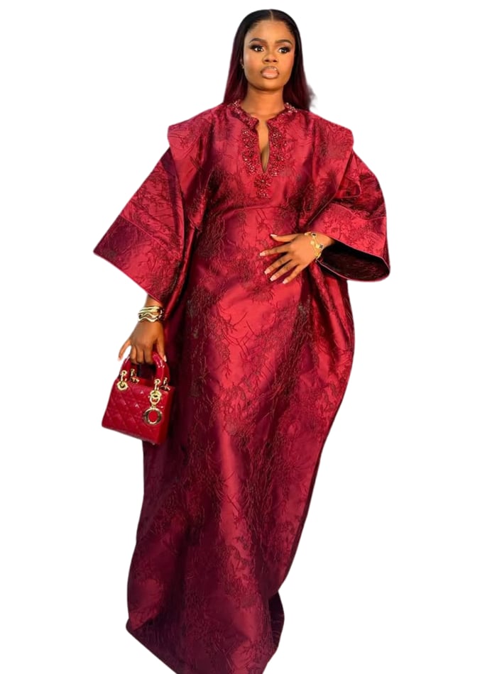 Elegant Red Damask Kaftan