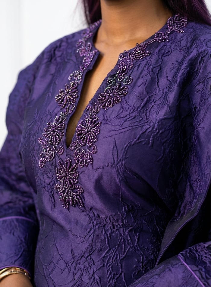 Elegant Purple Damask Kaftan