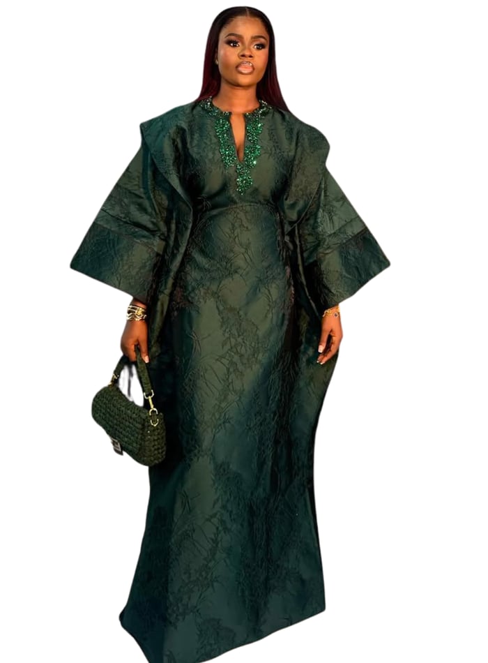 Elegant Green Damask Kaftan