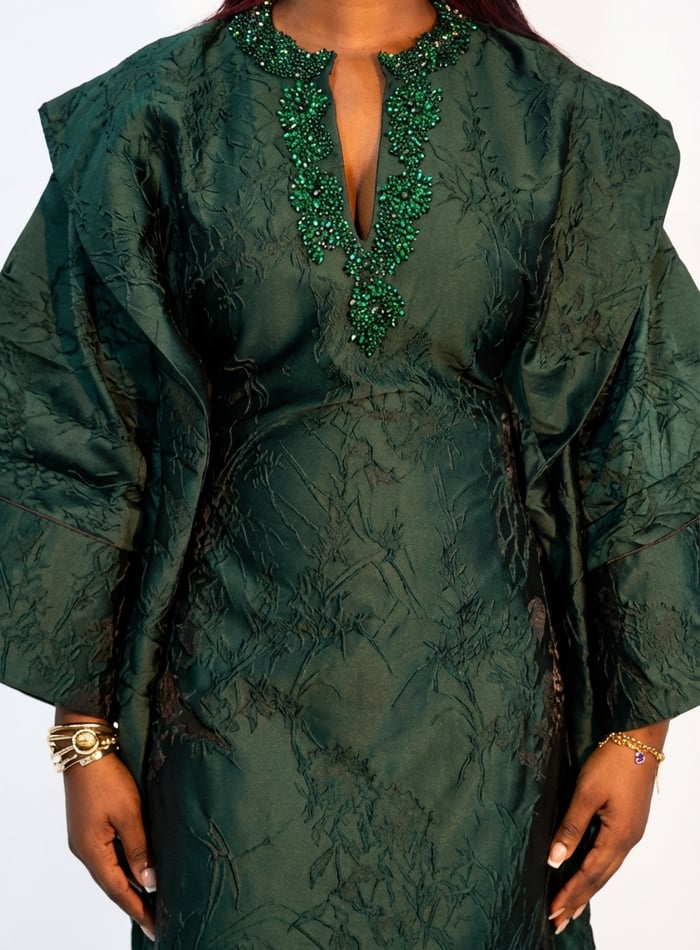 Elegant Green Damask Kaftan