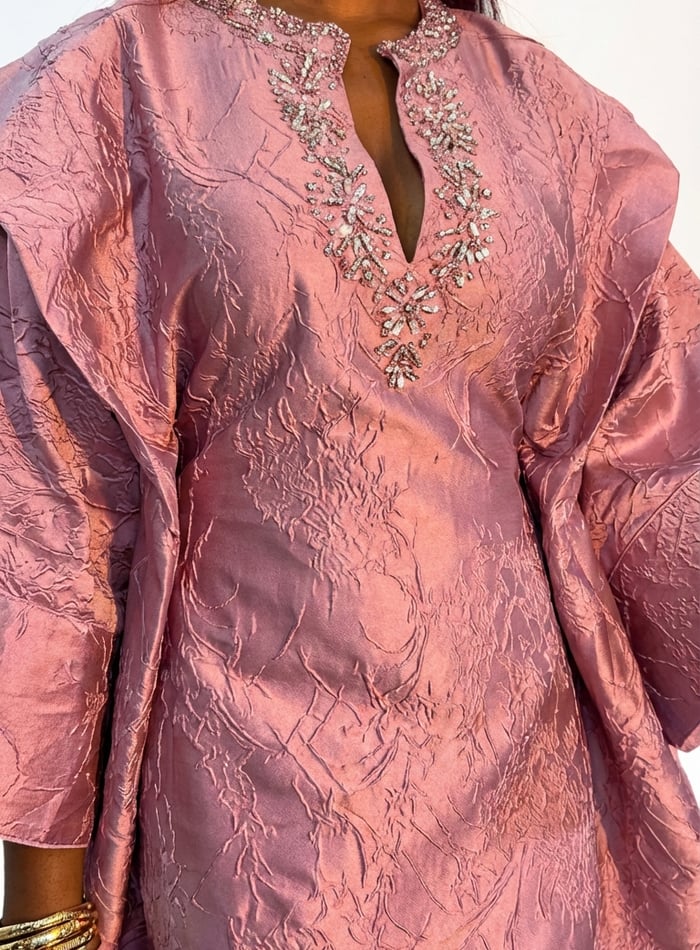 Elegant Peach Damask Kaftan