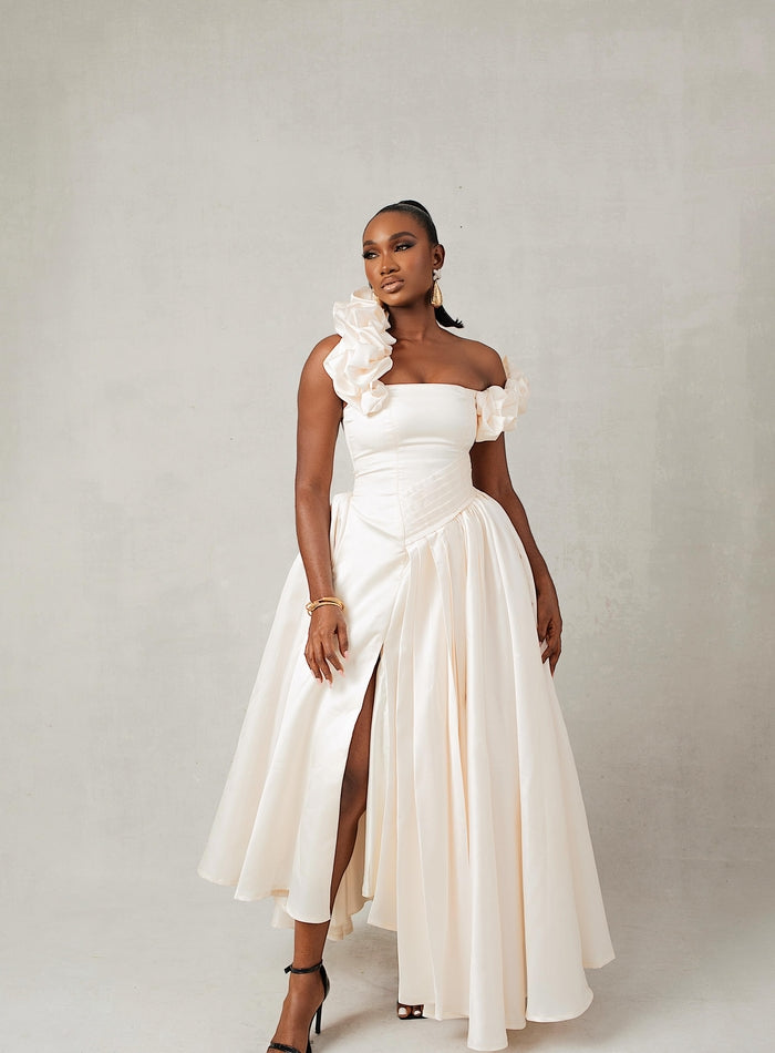 LUNA DRESS – Off-Shoulder Corset Gown